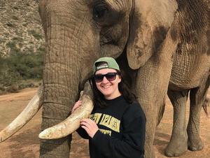 While in Mossel Bay, South Africa, Schumacher had the opportunity to participate in an elephant walk at the Indalu Game Reserve.